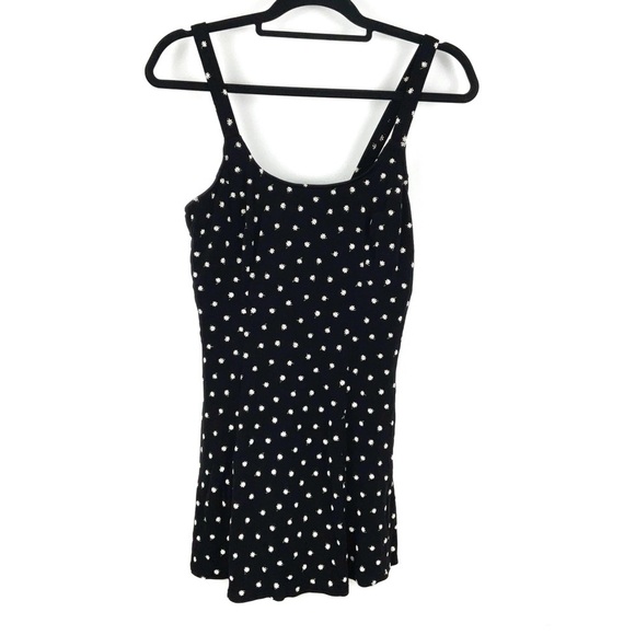 Beach Cabana Vintage Tiny Daisy Print Black Romper One Piece Swimsuit | Size L - Picture 1 of 6